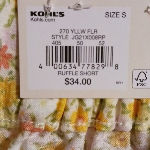 NEW High Rise Ruffle Tiered Short 2.5" Yellow Multi Floral Size S - Picture 6 of 8